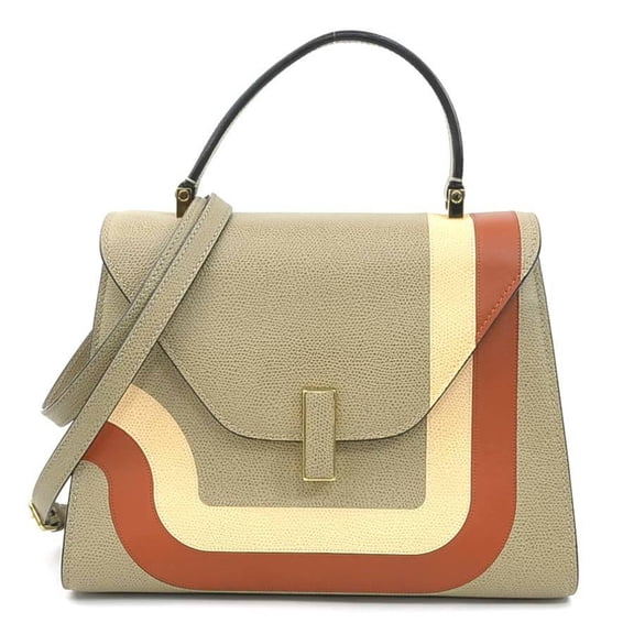 Pre-Owned Valextra Iside Medium Leather Shoulder Bag in Greige, Women's, 90170a