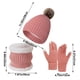 thumbnail image 3 of Conjunto de 3 gorros, bufandas y guantes de invierno para mujer, gorro de cuello largo, bufanda tejida, guantes para pantalla táctil, regalo de Navidad, bufanda acrílica., 3 of 6