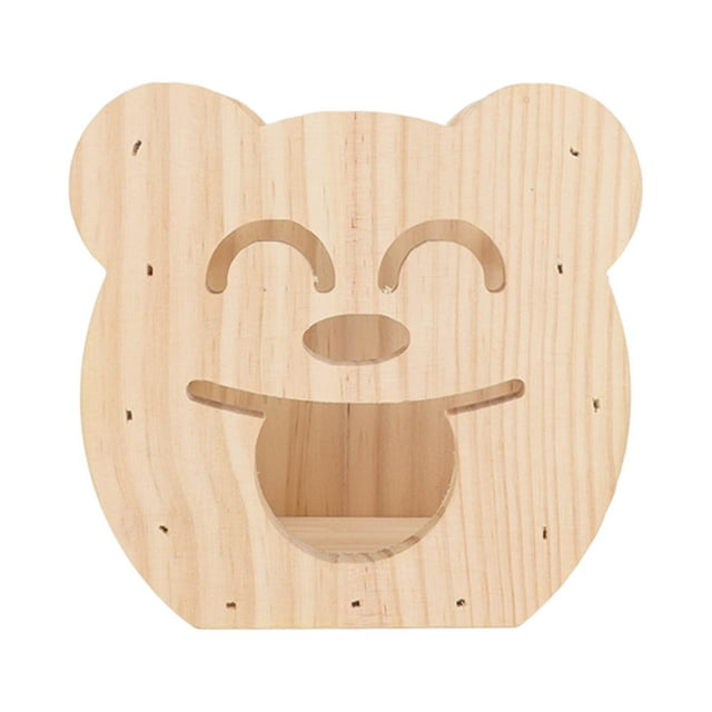 Alimentador de heno para conejos, soporte Original de madera con forma de oso, soporte de hierba para conejos, conejillos de indias, animales pequeños