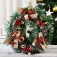 thumbnail image 4 of Gustave 12.6in Artificial Christmas Wreath Hanging Pine Needle Wreath with Pine Cone, Red Berry and Bow Ornament for Front Door Holiday Xmas Decor, 4 of 8
