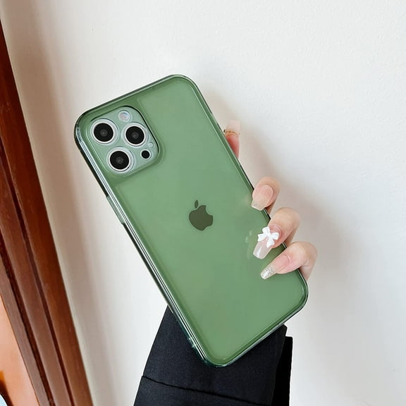 Case for iPhone 14 Pro Max 6.7 inch,Clear Soft Silicone Bumper Protective Retro Color Transparent Shockproof Phone Case - Green