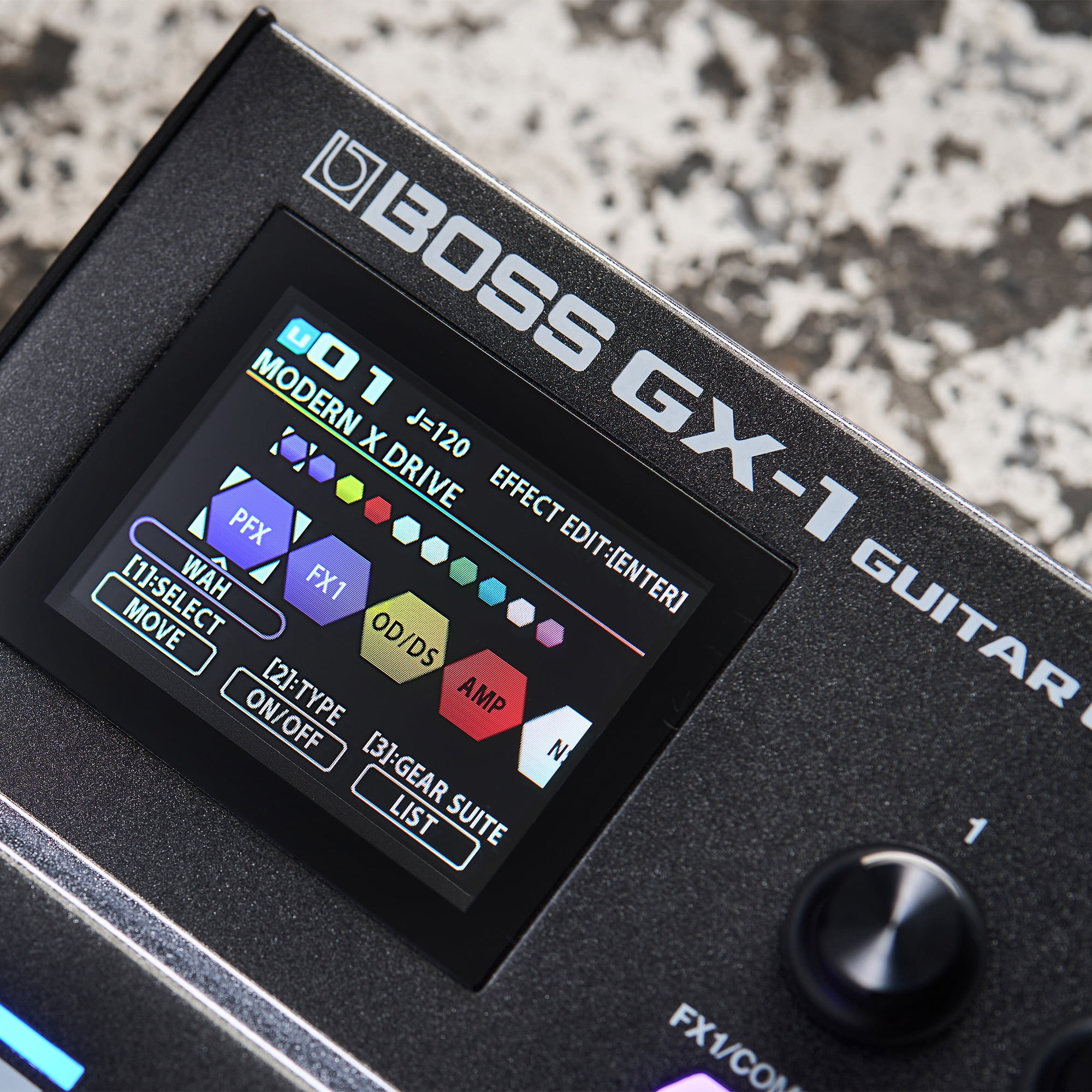 Boss GX-1 Guitar Effects Processor Bundle with Gearlux Power Supply, Instrument & Patch Cable, Picks, and Austin Bazaar Polishing Cloth