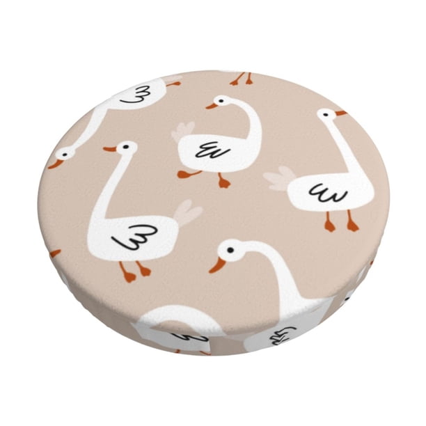 Disketp White Goose Funda Redonda para Taburete, Funda de Cojín para Silla de Bar Suave y Elástica-12 inch