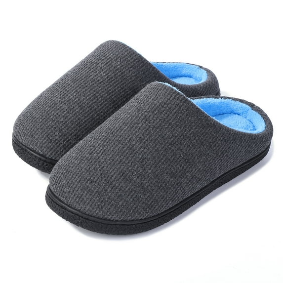 EastVita Slippers for Men and Womens Cozy Memory Foam Slippers Two-Tone Closed Toe Slip On Couples House Shoes Bedroom Indoor Outdoor