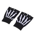 thumbnail image 2 of Unisex Finger Skeleton Pattern Guantes de punto Skull Bone Gloves Elástico Half Finger Glove, 2 of 5