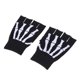 thumbnail image 2 of Guantes de punto unisex con diseño de esqueleto y calavera, guantes elásticos de medio dedo., 2 of 7
