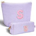 thumbnail image 1 of Set de bolsas de cosméticos Btffitting Lavender con iniciales personalizadas, 1 of 7