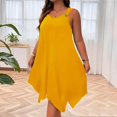 thumbnail image 2 of LWavelet Women's Plus Size Sleeveless Dress Spaghetti Strap Asymmetrical Hem Casual Loose Dress Gold 3XL, 2 of 5