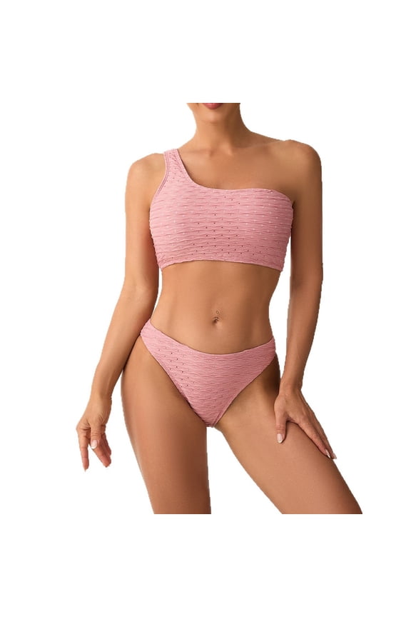 Women's Bikini Swimsuits Solid Color Lace Up Bikini Beach Hot Spring Two Piece Bikinis Casual Beachwear