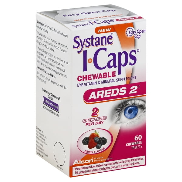 Systane ICAPS AREDS 2 Eye Vitamin & Mineral Supplement Chewable Tablets ...