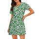 thumbnail image 1 of Easygdp Leopard print St. Patrick's Day Camisón de manga corta para mujer, informal, estampado, 1 of 6