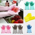 thumbnail image 5 of Magic Silicone Cleaning Gloves, Dishwashing Gloves, Silicone Reusable Cleaning Brush Heat Resistant Scrubber Gloves for Housework, Kitchen Clean, Bathroom, Car Washing Pet Hair Care(1 Pair Green), 5 of 12