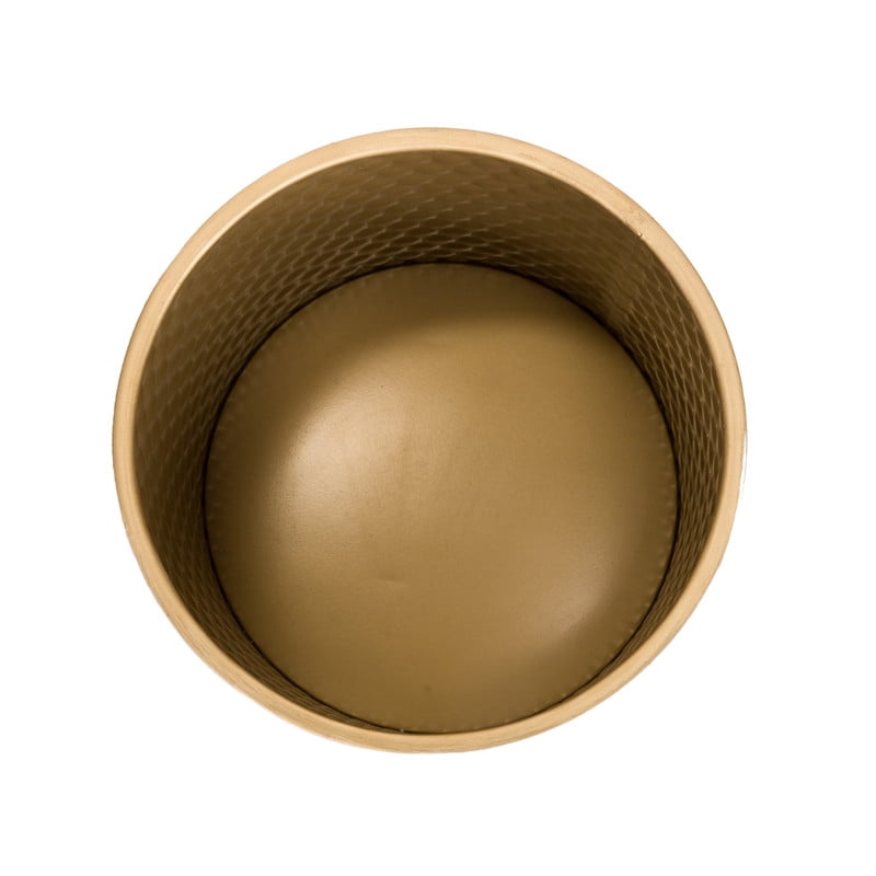 Honeycomb White Planter Pot With Ambrose Gold Metal Planter Base - (Small & Medium Set)