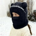 thumbnail image 2 of UngA Kids Ski Mask Balaclava for Girls Boys, Winter Windproof Face Mask Hat for Cold Weather, Fleece Hooded Scarf Neck Warmer (Black,3-10 Years), 2 of 7