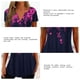 thumbnail image 5 of Blusa morada con cuello en V, manga corta, estampada, transpirable, para uso casual, para ir de compras, viajar, oficina, talla L, 5 of 6