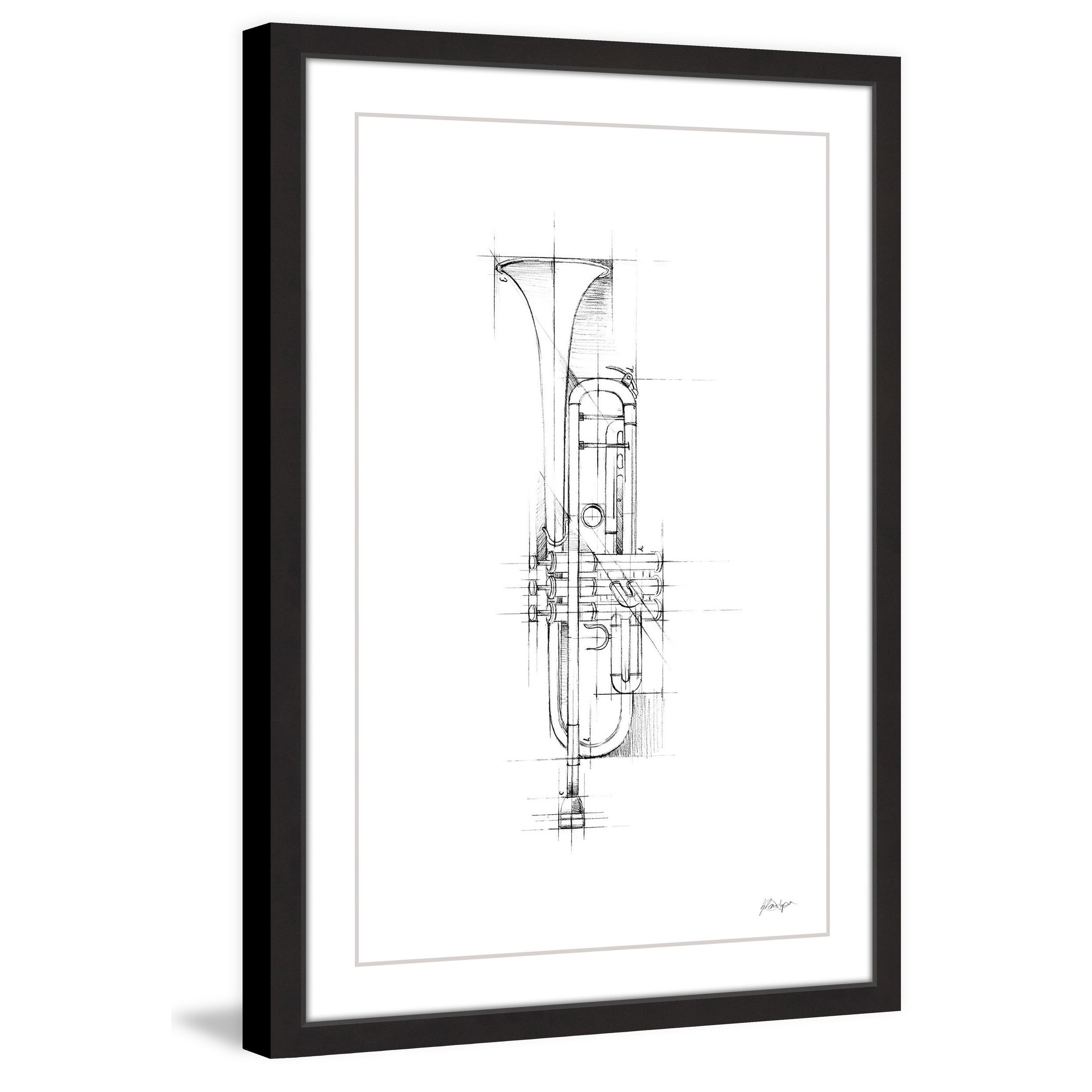 Marmont Hill "Trumpet Sketch" Framed Painting Print