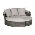 thumbnail image 5 of 4 Piece Outdoor Furniture Patio Round Daybed with Retractable Canopy, Soft Cushions, and Storable Table, Wicker Rattan Patio Furniture Sets for Leisure in Porch Backyard, Light Gray, 5 of 9