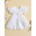 thumbnail image 2 of Faithtur Enfants Robe de Fille, Manches Courtes Col Rond Bowknot Fleur Imprimé d'Été une Ligne Robe, 2 of 9