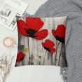 thumbnail image 2 of Creowell  Poppy Flower Pillow Case,Vintage Red Poppy Flower Cushion Cover Square Standard Home Ative for Men/Women Black Red, 2 of 5