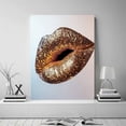thumbnail image 2 of Mudket Framed Gold Lips Canvas Wall Art, Trendy Gold Lip Print Wall Decor for Living Room Bedroom, Ready to Hang - 12"L x 8"W, 2 of 10