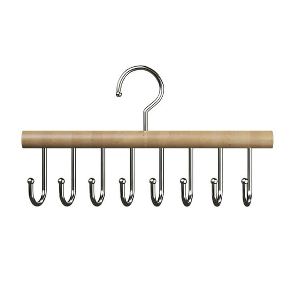 Belt Hanger for Closet, Closet Organizers and Storage Belt Rack with 8 Hooks, Multifunction Wooden Tie Rack, Wardrobe Organizer for Belts, Ties, and Scarves