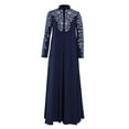 YOLAI Women Dress Kaftan Arab Jilbab Abaya Lace Stitching Maxi Dress ...