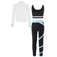 thumbnail image 2 of Jowowha Kids Girls Dance Sports Bra Crop Top with Pant Jacket Set 3Pcs Gymnastics Figure Ice Skating Light Blue 10, 2 of 5