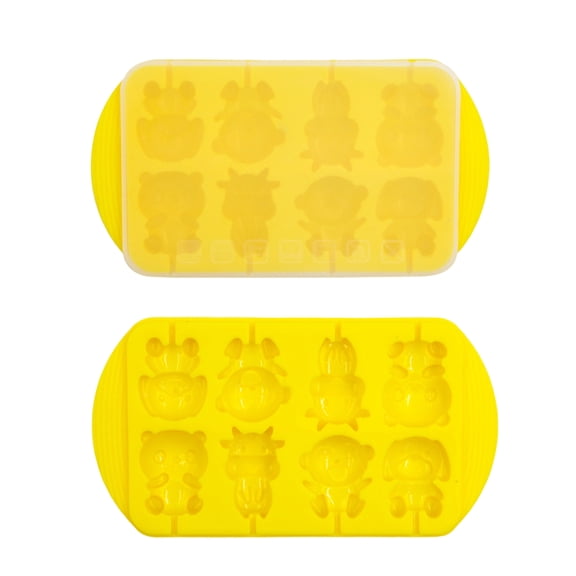 Cake MoldsforBaking, Silicone Candy Molds, 8 Cavity, Yellow, Cute Animal Shapes, SticksforTreats, Silicone Baking, Birthday Party, 1 Pc