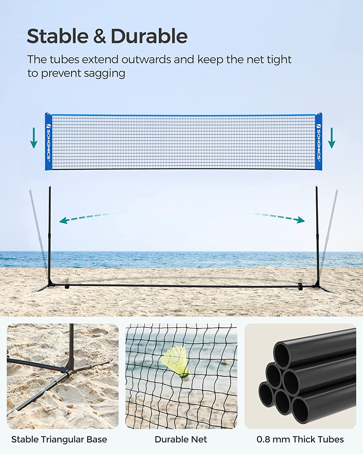 SONGMICS Portable Badminton Net Set 10 Feet photo 8