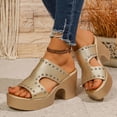 thumbnail image 6 of Xucatan Womens Chunky Heel Sandals with Cutout Design, Punk Rock Embellished Footwear for Concerts Dating Shopping Events Gift, 6 of 9
