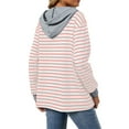 thumbnail image 7 of Hoodies for Women Long Sleeve Fall Fashion Striped Splicing Hooded Sweatshirts Button Down Trendy Tops Size M, 7 of 7