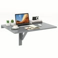thumbnail image 1 of Gymax Wall-Mounted Drop-Leaf Table Floating Folding Desk Space Saver Black, 1 of 10