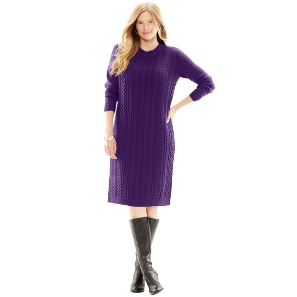Woman Within Woman Within Women's Plus Size Cable Knit Sweater Dress