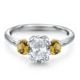 thumbnail image 3 of Gem Stone King 2.01 Ct Oval White Topaz Yellow Citrine 925 Sterling Silver Ring, 3 of 6