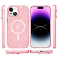 thumbnail image 6 of for iPhone 15 Plus Magnetic Case [Compatible with Magsafe], Clear Glitter Full Body Protective Cover Slim TPU Transparent Shockproof Bling Phone Case for iPhone 15 Plus 6.7", Pink, 6 of 7