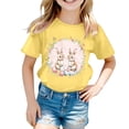 thumbnail image 4 of Laipiong Happy Easter Shirts Toddler Girls Funny Cute Bunny Egg Floral Graphic Short Sleeve Blouses Trendy Casual Round Neck Pullover Tops Tees, 4 of 4