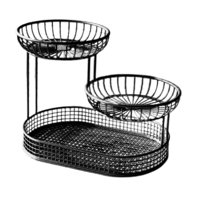 Cesta de frutas de 3 niveles, cesta de pan, estante de almacenamiento de verduras de varios niveles para encimera Negro