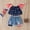 Navy, variant on ITSAME Girls Outfit 3-Piece(2-7T), Heart Print Ruffle Sleeve Pullover Top and Denim Shorts with Heart Print Headscarf Summer Stylish Casual Sets Red 4-5T
