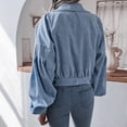 thumbnail image 6 of RYRJJ Womens Cropped Corduroy Jacket Trendy Casual Lantern Long Sleeve Button Down Shacket Jackets Lightweight Solid Fall Short Coat with Pockets(Blue,XXL), 6 of 9