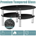 thumbnail image 6 of HYJY Oval Black 3 Tier Tempered Glass Coffee Table Small Modern Center Table for Home Office,Living Room,Small Spaces, 6 of 8