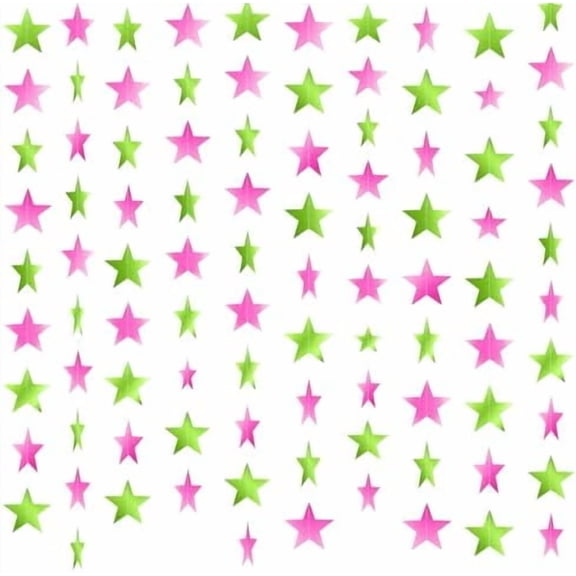 Glitter Star Garland Banner 2026 New Years Decor 130 Feet Star Hanging Banner Twinkle Backdrop for Birthday Classroom Wedding Christmas Party Supplies(Pink,Green)
