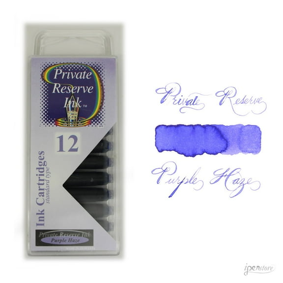 Private Reserve Ink 12 Pack Universal Size Fountain Pen Cartridge - Purple Haze (PR-C19)