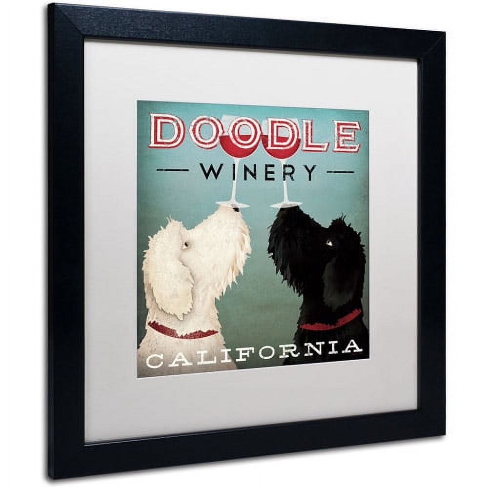 Trademark Fine Art "Doodle Wine" Canvas Art by Ryan Fowler, White Matte, Black Frame