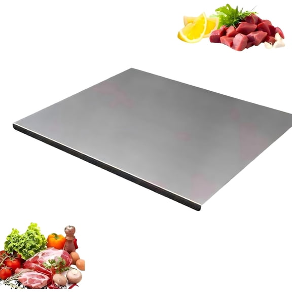 Large Stainless Steel Cutting Boards for Kitchen, Cutting Board with Counter Lip, Cutting Board with Silicone Mat for Meat, Fruits, Vegetables, Bread (19.7 x 15.7 Inch)