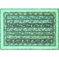 thumbnail image 1 of Ahgly Company Indoor Rectangle Abstract Turquoise Blue Modern Area Rugs, 2' x 5', 1 of 4