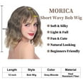 thumbnail image 2 of MORICA Curly Bob Wig with Bangs 12 inch Short Wavy Grey Blonde Wigs for Women Bang Wig Synthetic Wigs with Bangs, 2 of 8