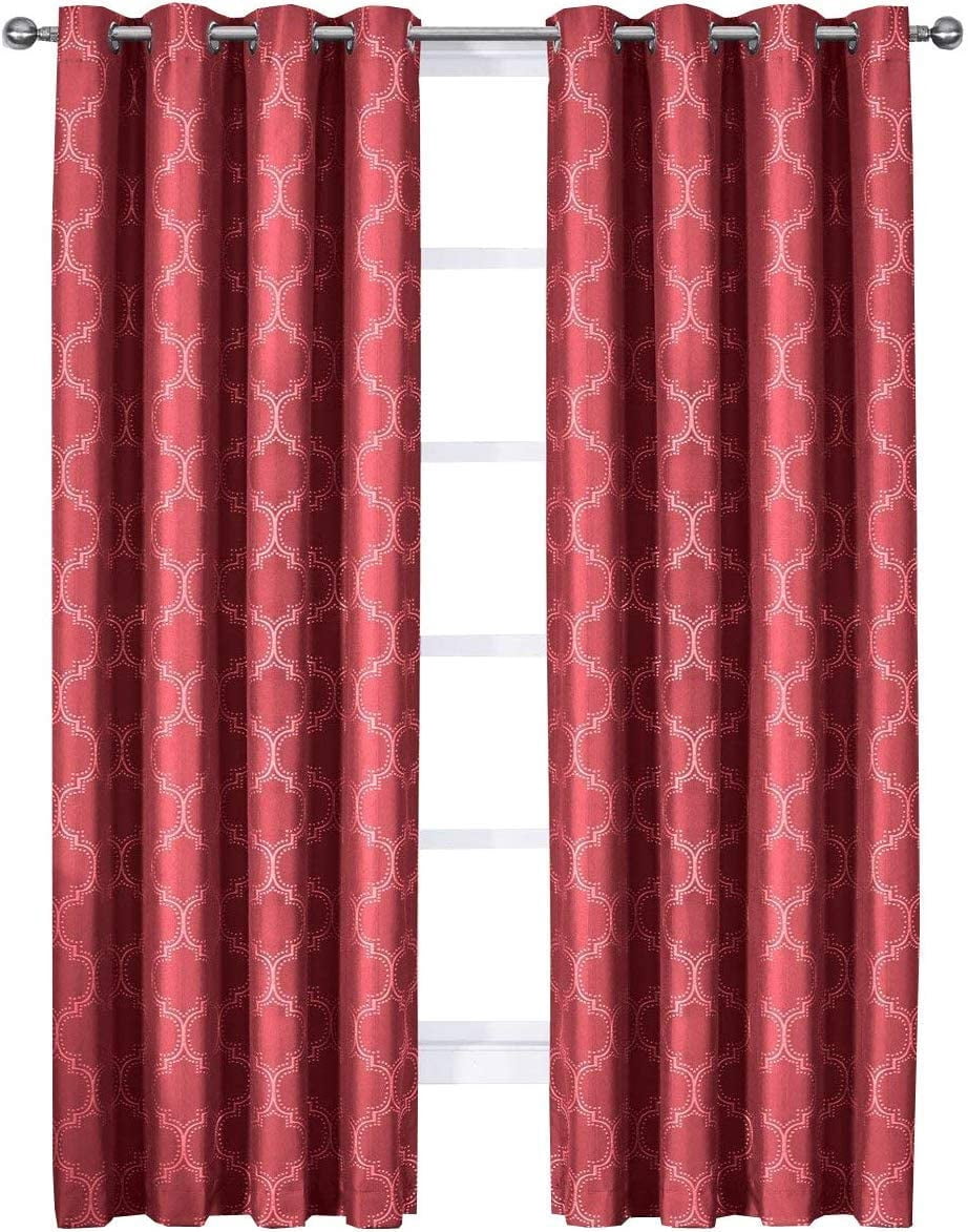 Royal Tradition 100% Blackout Curtain Panels Alana Jacquard Thermal Insulated (Set of 2 Panels) - 108x84 - Claret Red