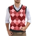 thumbnail image 2 of ZCFZJW Mens Argyle Knitwear Vest Plus Size V Neck Sleeveless Lightweight Slim Fit Pullover Knitted Sweater Casual Work Business Tank Tops Pink XXXL, 2 of 6