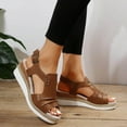 thumbnail image 6 of ZTTD Women Open Toe Slingback Sandals Vacation Bohemian Shoes Wedge Sandals Brown, 6 of 9