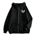 thumbnail image 6 of Puliio Womens Full Zip Up Hoodie Oversized Vintage Graphic Print Warm Fall Sweatshirt With Side Pockets, 6 of 7